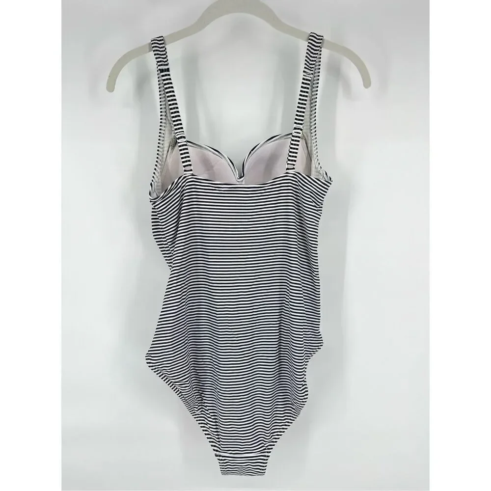 Nip Tuck Sorrento Stripe Joanne Twist Front One Piece Swim Suit Black Size US 10